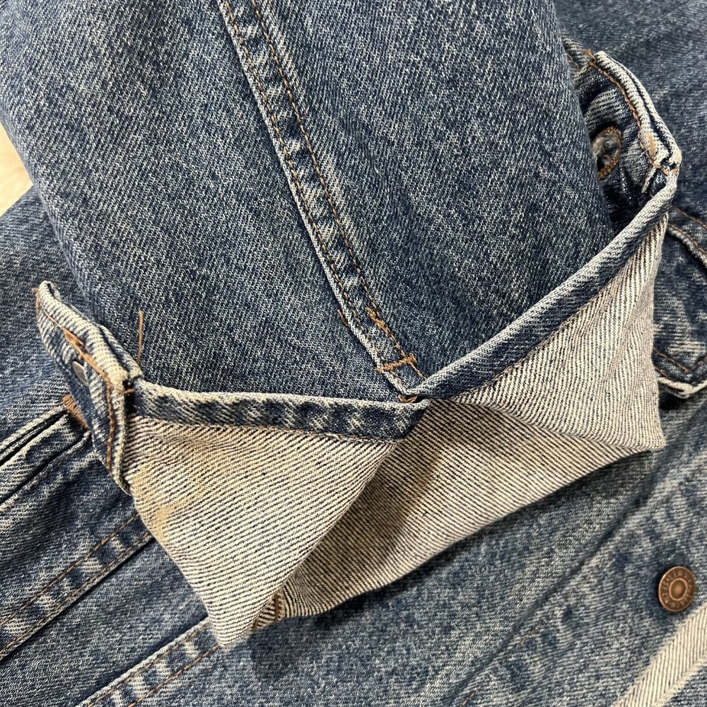 Vintage Levi's denim jacket with leather collar men's size L - Picture 10 of 14